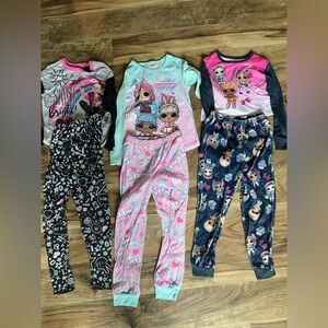 Girls size 7/8 8 pajamas set of 3 pjs